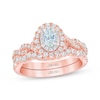 Thumbnail Image 1 of THE LEO First Light Diamond Oval-Cut Double Halo Bridal Set 7/8 ct tw 14K Two-Tone Gold