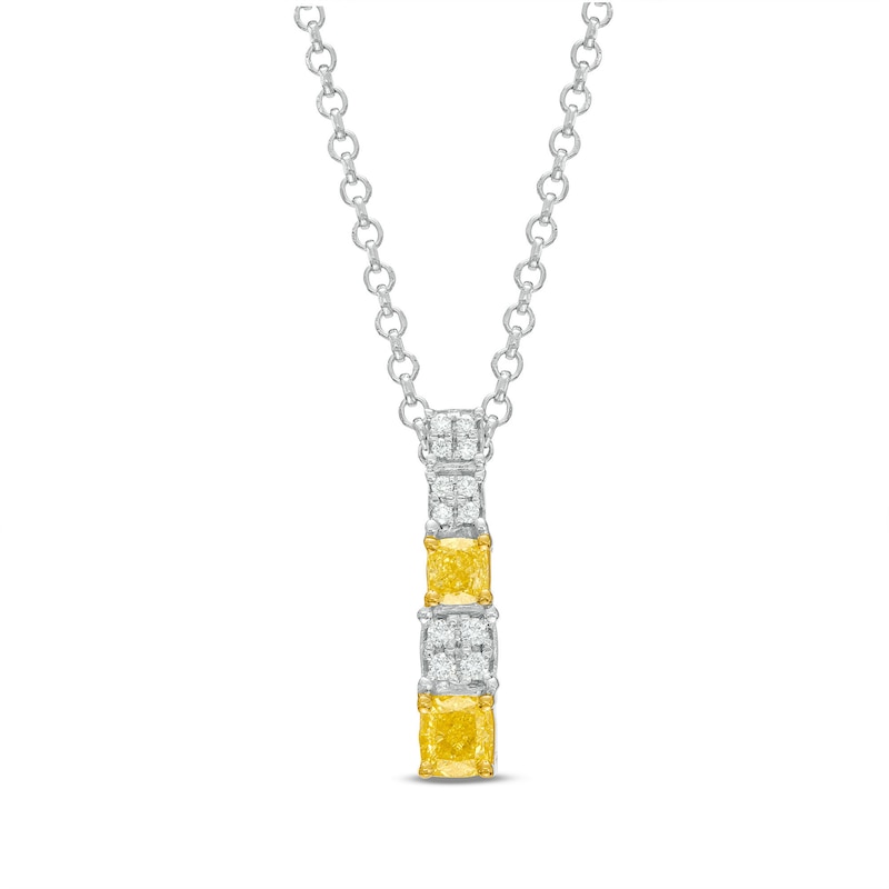 Main Image 1 of Le Vian Sunny Yellow Diamond Necklace 3/8 ct tw 14K Two-Tone Gold 19&quot;