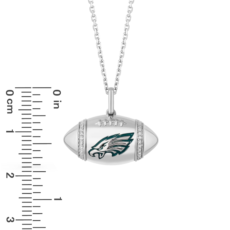 True Fans Philadelphia Eagles Diamond Accent Football Necklace in Sterling Silver