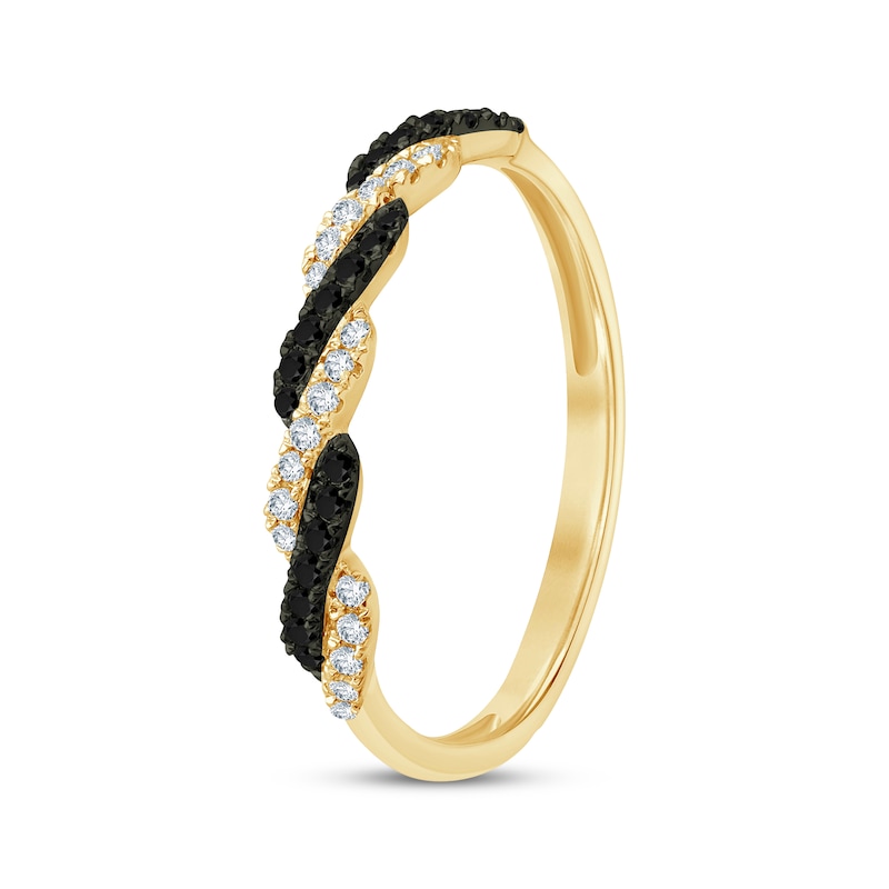 Main Image 2 of Now + Forever Round-Cut Black & White Diamond Anniversary Band 1/5 ct tw 10K Yellow Gold