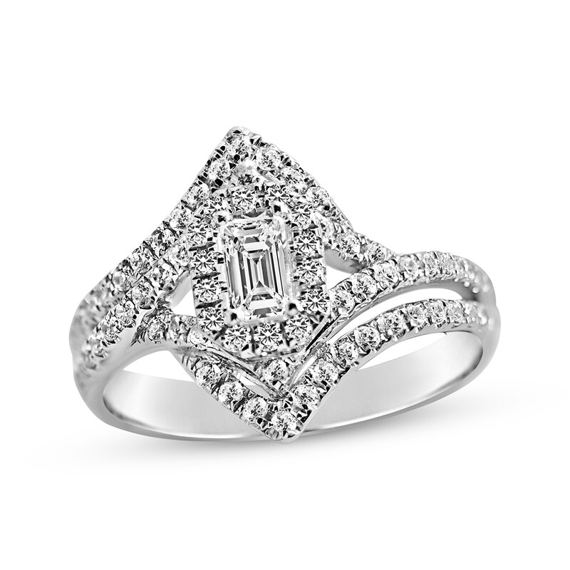 Emerald-Cut Diamond Engagement Ring 3/4 ct tw 14K White Gold