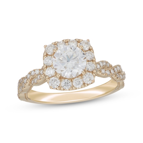 Neil Lane Artistry Round-Cut Lab-Grown Diamond Engagement Ring 1-3/4 ct tw 14K Yellow Gold
