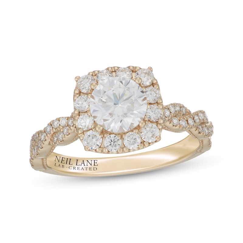 Main Image 1 of Neil Lane Artistry Round-Cut Lab-Grown Diamond Engagement Ring 1-3/4 ct tw 14K Yellow Gold