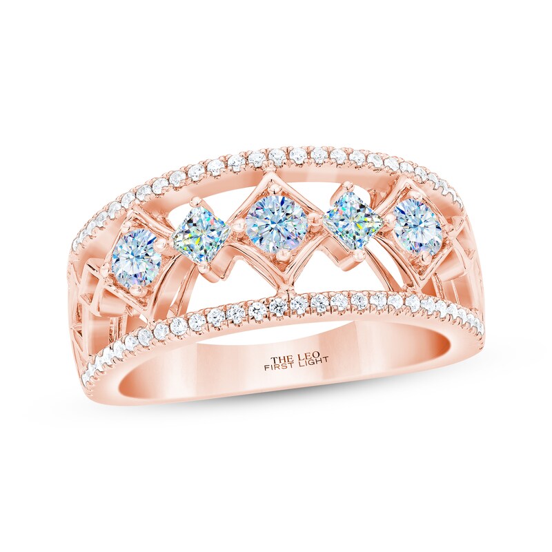 Main Image 1 of THE LEO First Light Diamond Princess & Round-Cut Anniversary Band 3/4 ct tw 14K Rose Gold