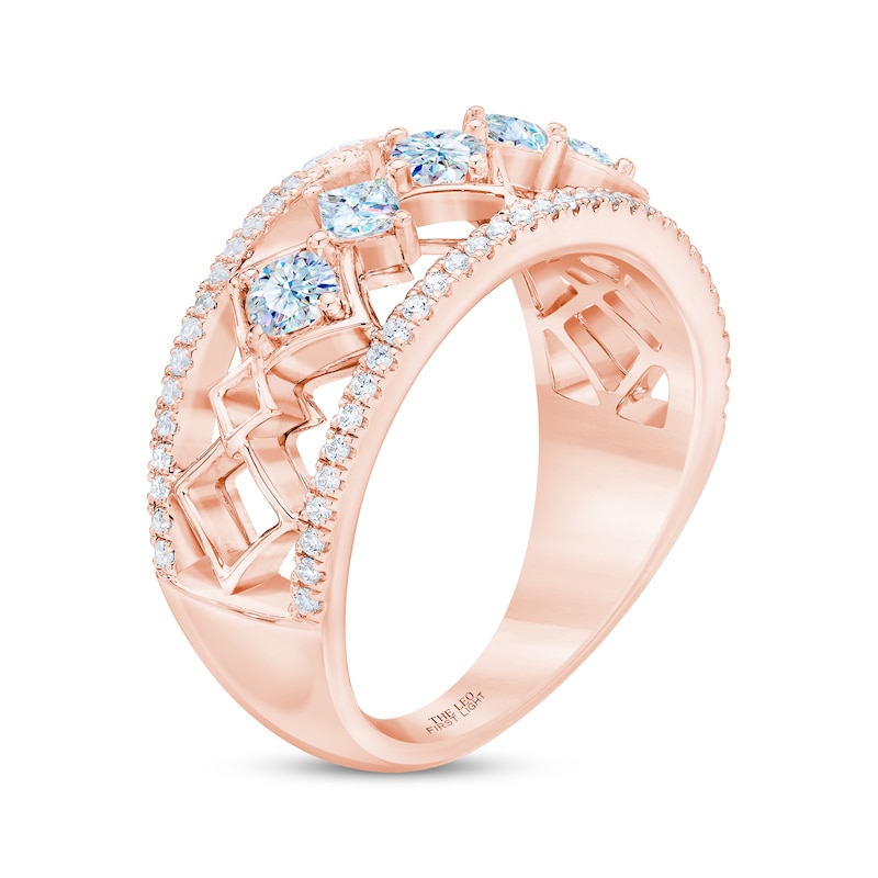 Main Image 2 of THE LEO First Light Diamond Princess & Round-Cut Anniversary Band 3/4 ct tw 14K Rose Gold