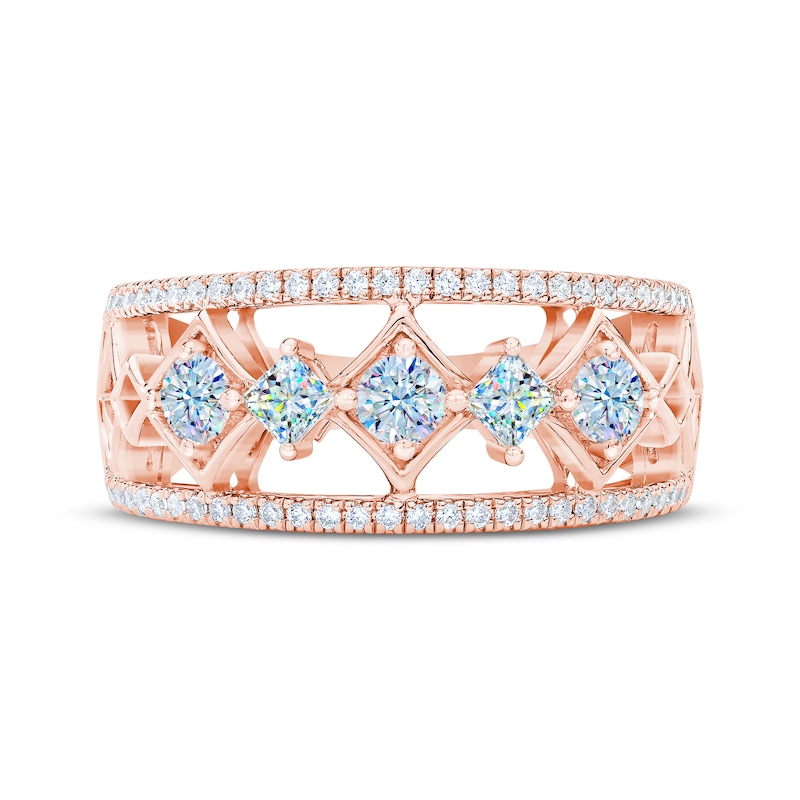 Main Image 3 of THE LEO First Light Diamond Princess & Round-Cut Anniversary Band 3/4 ct tw 14K Rose Gold