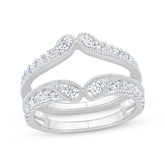 Now + Forever Vintage-Inspired Round-Cut Diamond Paisley Enhancer Ring 3/4 ct tw 14K White Gold
