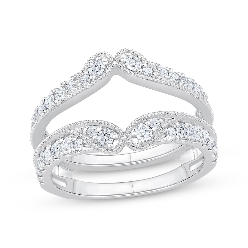 Main Image 1 of Now + Forever Vintage-Inspired Round-Cut Diamond Paisley Enhancer Ring 3/4 ct tw 14K White Gold