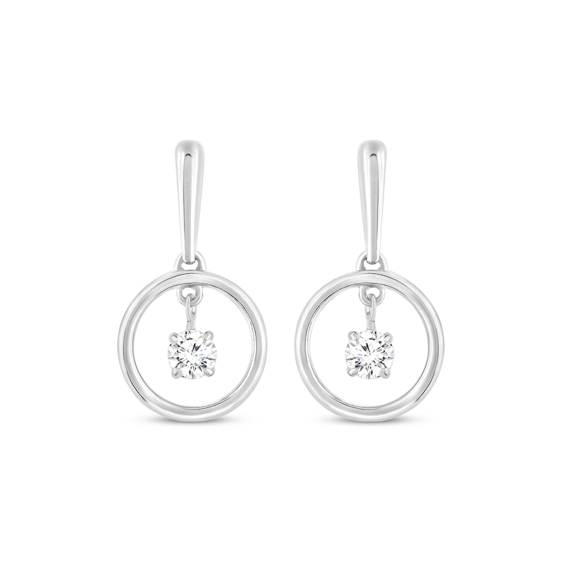 Unstoppable Love Diamond Solitaire Circle Drop Earrings 1/5 ct tw 10K White Gold
