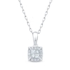 Thumbnail Image 1 of Princess-Cut Multi-Diamond Center Cushion Frame Necklace 1/4 ct tw 10K White Gold 19"