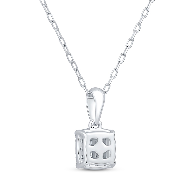 Main Image 3 of Princess-Cut Multi-Diamond Center Cushion Frame Necklace 1/4 ct tw 10K White Gold 19"