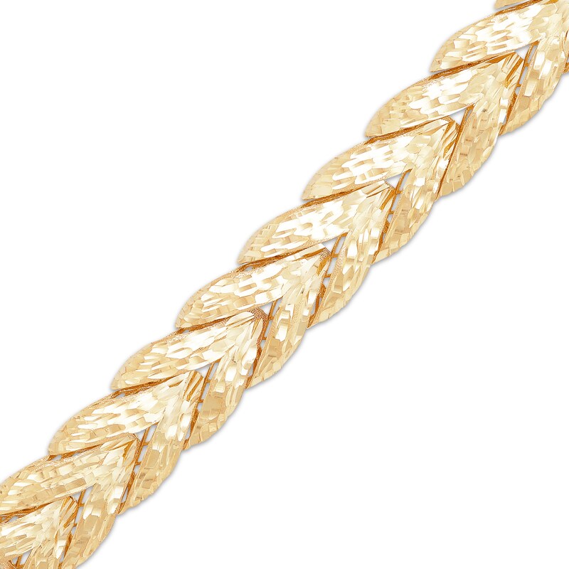 Main Image 2 of Diamond-Cut Solid Wheat Chain Bracelet 14K Yellow Gold 7.5&quot;