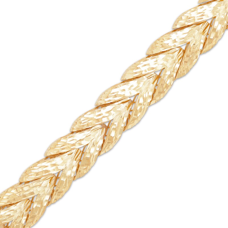 Diamond-Cut Solid Wheat Chain Bracelet 14K Yellow Gold 7.5"