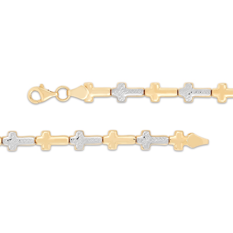 Main Image 3 of Sideways Cross Link Bracelet 10K Two-Tone Gold 7.25&quot;
