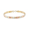Thumbnail Image 1 of Chevron Link Bracelet Tri-Tone Gold 7.25&quot;