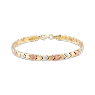 Chevron Link Bracelet Tri-Tone Gold 7.25"