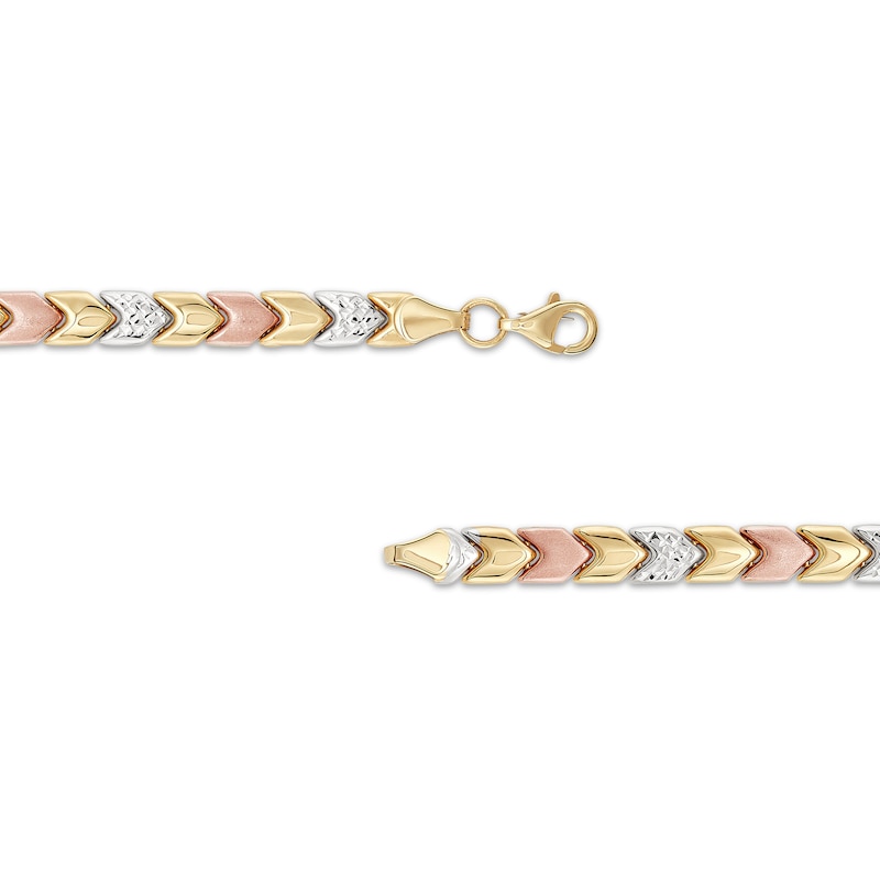 Main Image 3 of Chevron Link Bracelet Tri-Tone Gold 7.25&quot;