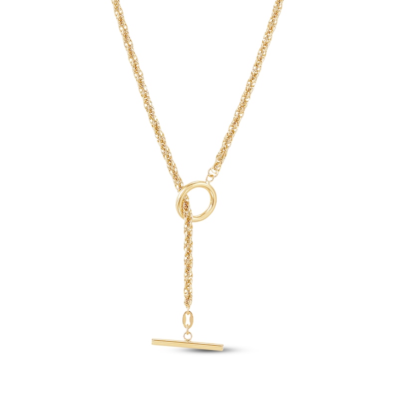 Main Image 1 of Toggle Rope Chain Necklace Hollow 10K Yellow Gold 17.75&quot;