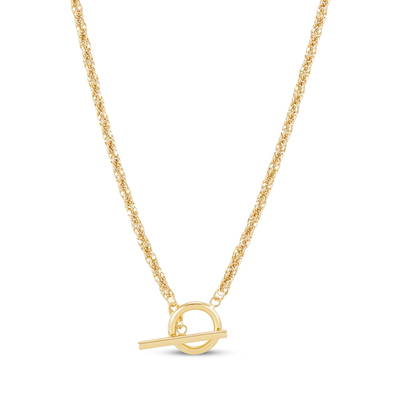 Main Image 2 of Toggle Rope Chain Necklace Hollow 10K Yellow Gold 17.75&quot;