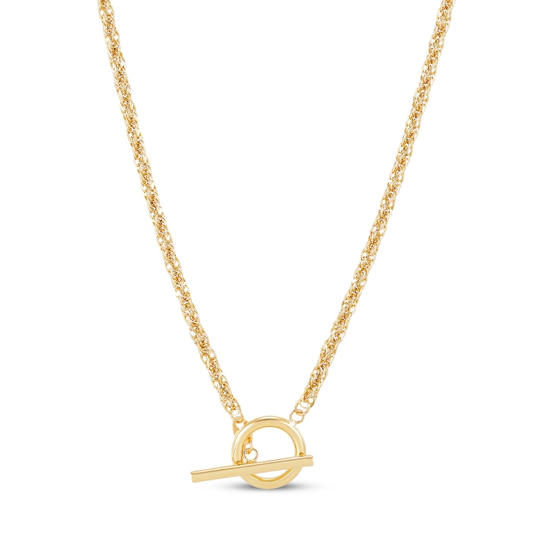 Toggle Hollow Rope Chain Necklace 10K Yellow Gold 17.75"