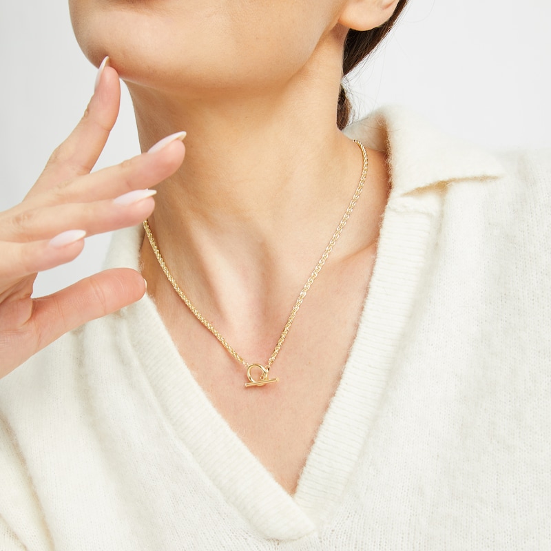 Main Image 4 of Toggle Rope Chain Necklace Hollow 10K Yellow Gold 17.75&quot;