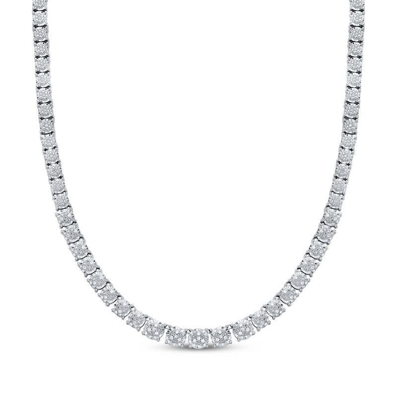 Multi-Diamond Center Tennis Necklace 1/2 ct tw Sterling Silver 17"