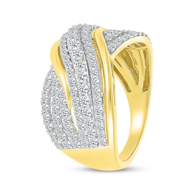 Diamond Multi-Row Crossover Ring 1 ct tw 10K Yellow Gold