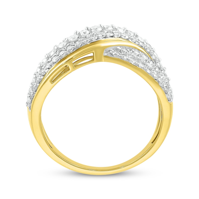 Diamond Multi-Row Crossover Ring 1 ct tw 10K Yellow Gold