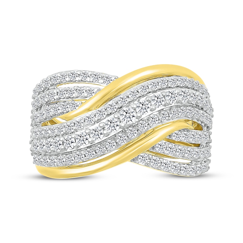 Diamond Multi-Row Crossover Ring 1 ct tw 10K Yellow Gold