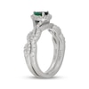 Thumbnail Image 2 of Neil Lane Pear-Shaped Natural Emerald & Diamond Halo Twist Bridal Set 5/8 ct tw 14K White Gold