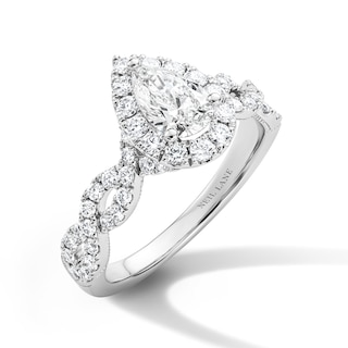 Neil Lane Artistry Pear-Shaped Lab-Grown Diamond Halo Engagement Ring 1-1/2 ct tw 14K White Gold