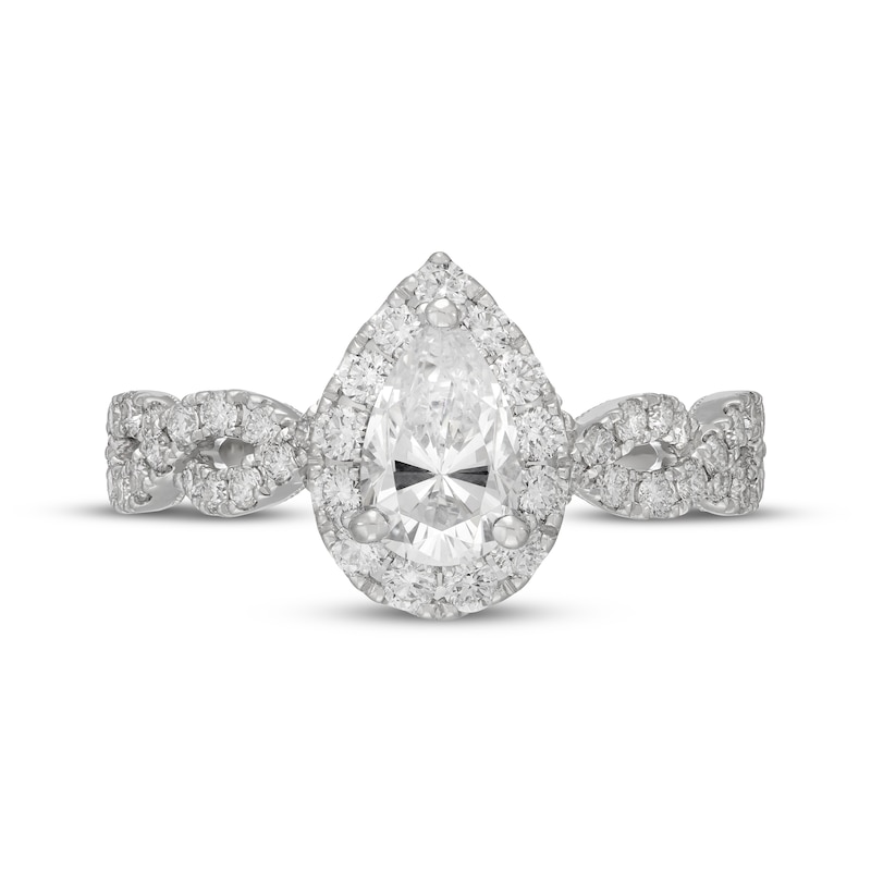 Main Image 3 of Neil Lane Artistry Pear-Shaped Halo Lab-Grown Diamond Engagement Ring 1-1/2 ct tw 14K White Gold