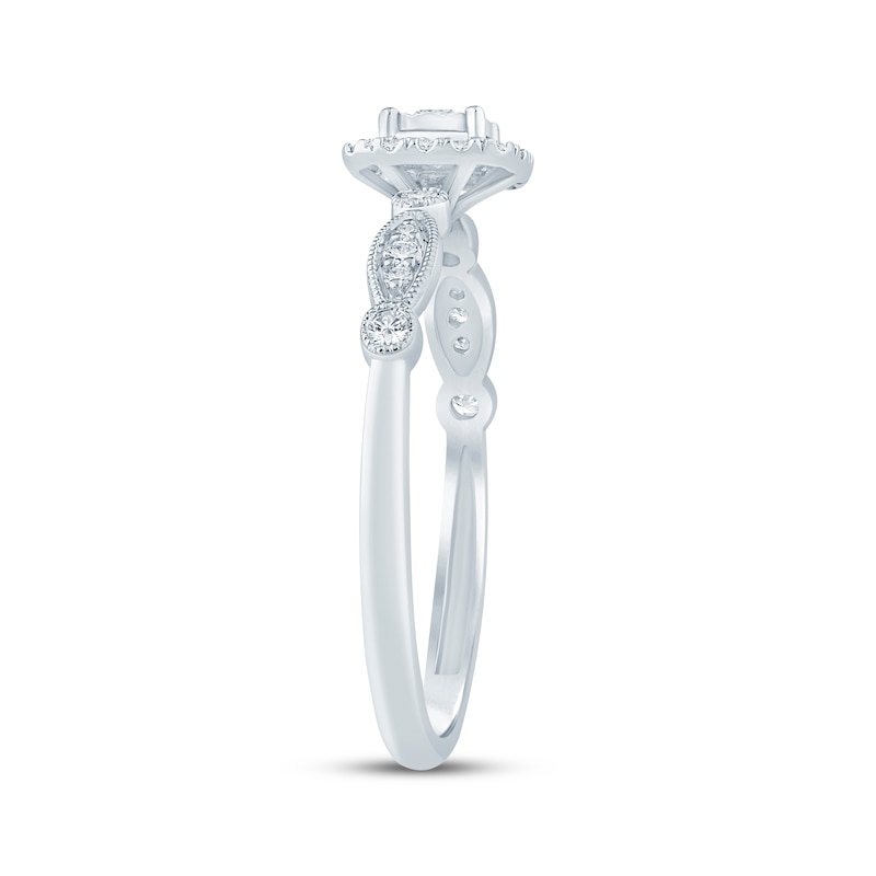 Main Image 2 of Now + Forever Round-Cut Diamond Cushion Halo Engagement Ring 1/4 ct tw 14K White Gold