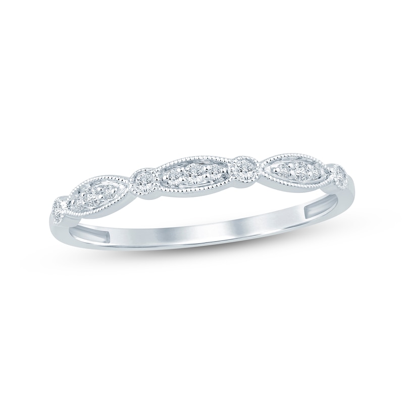 Main Image 1 of Now + Forever Diamond Milgrain Wedding Band 1/15 ct tw 14K White Gold