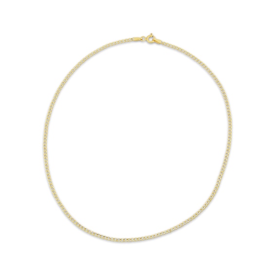 Children's Curb Chain Necklace Hollow 14K Yellow Gold 13"