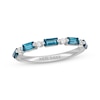 Thumbnail Image 1 of Neil Lane Baguette-Cut London Blue Topaz & Round-Cut Diamond Anniversary Ring 1/8 14K White Gold