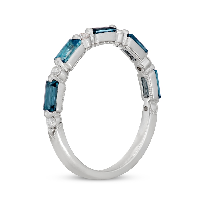 Neil Lane Baguette-Cut London Blue Topaz & Round-Cut Diamond Anniversary Ring 1/8 14K White Gold