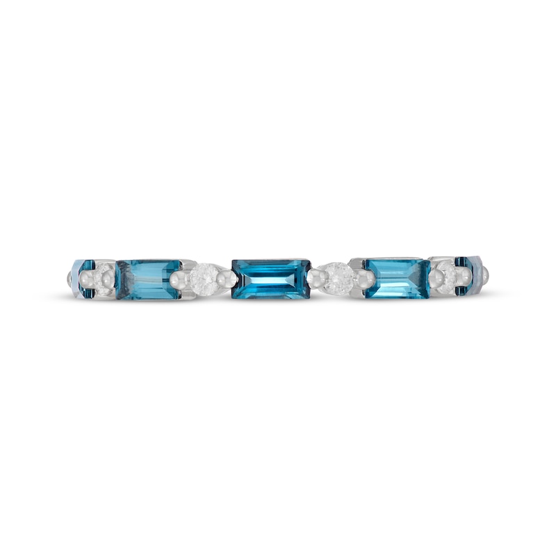 Neil Lane Baguette-Cut London Blue Topaz & Round-Cut Diamond Anniversary Ring 1/8 14K White Gold