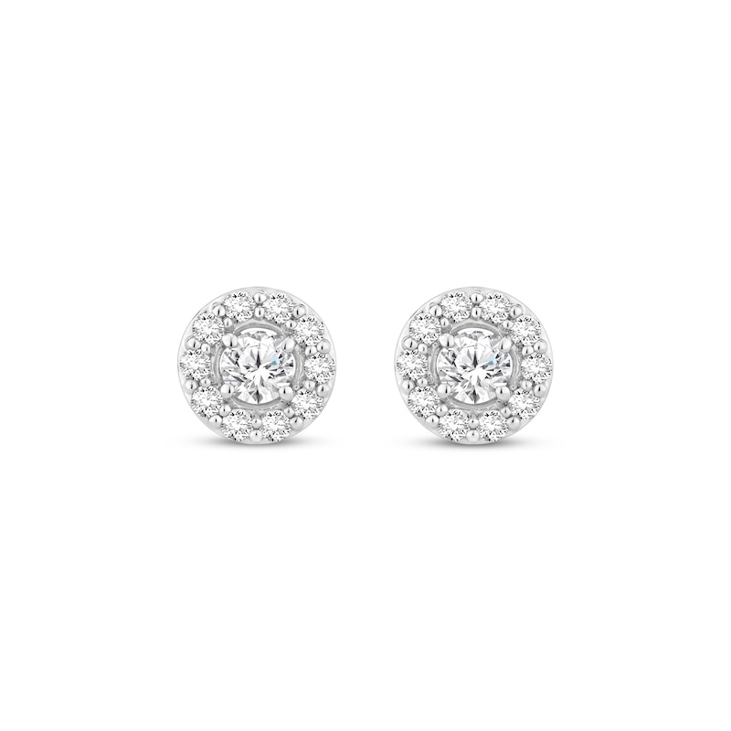 Diamond Halo Stud Earrings 1/2 ct tw 10K White Gold