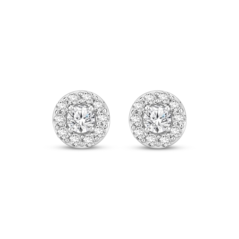Main Image 2 of Diamond Halo Stud Earrings 1 ct tw 10K White Gold