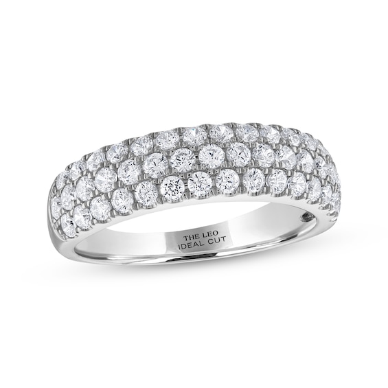 THE LEO Ideal Cut Diamond Three-Row Anniversary Ring 1 ct tw 14K White Gold