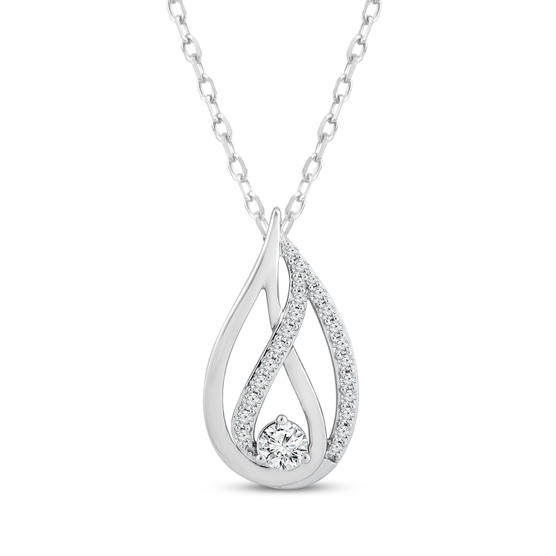 Love Ignited Diamond Flame Necklace 1/2 ct tw 10K White Gold 18"