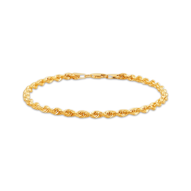 Main Image 1 of Glitter Rope Chain Bracelet 3.8mm Solid 10K Yellow Gold 9&quot;