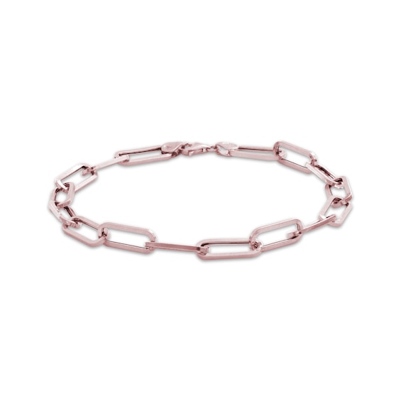 Paperclip Chain Bracelet 5.5mm Hollow 10K Rose Gold 7.5"