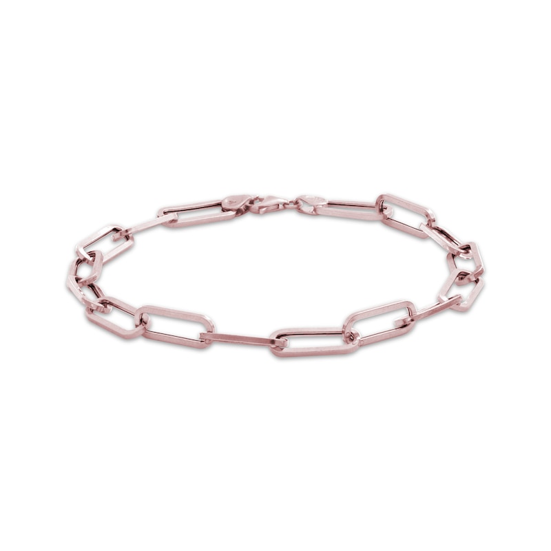 Main Image 1 of Paperclip Chain Bracelet 5.5mm Hollow 10K Rose Gold 7.5&quot;
