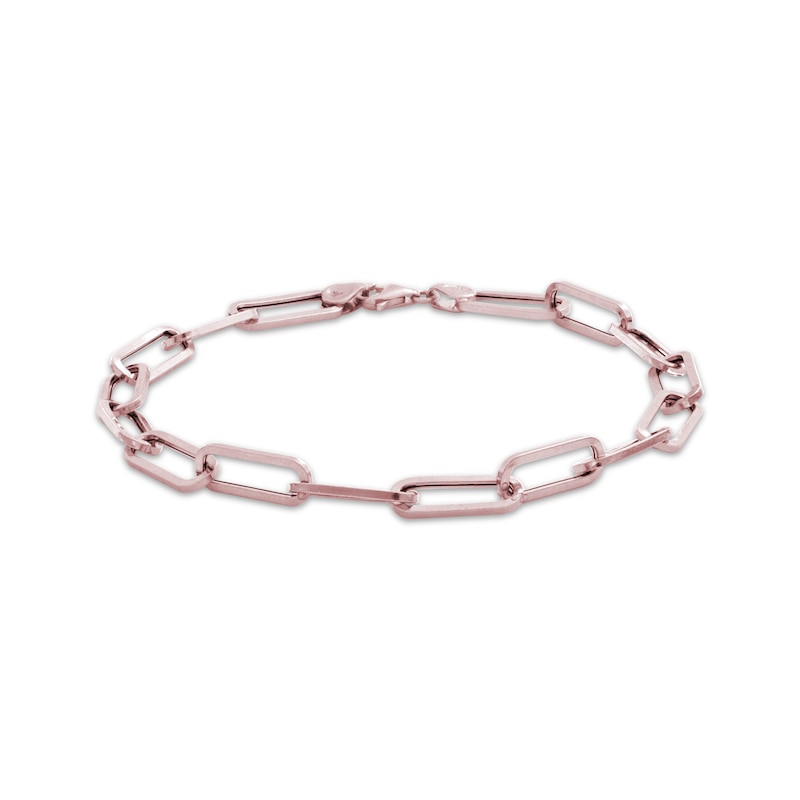 Hollow Paperclip Chain Bracelet 5.5mm 10K Rose Gold 7.5"