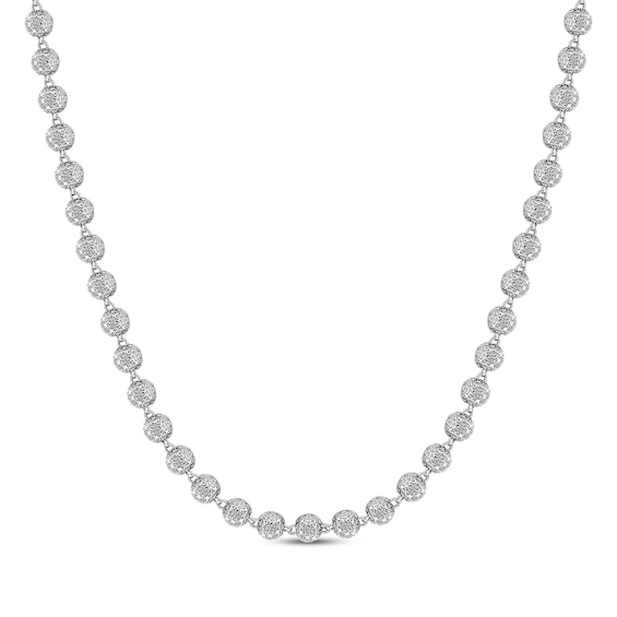 Men's Multi-Diamond Bead Necklace 3 ct tw Sterling Silver 20"