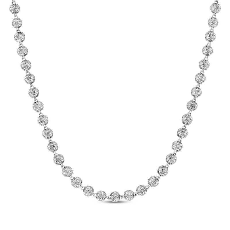 Main Image 1 of Men's Multi-Diamond Bead Necklace 3 ct tw Sterling Silver 20&quot;