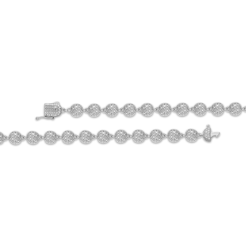 Men's Multi-Diamond Bead Necklace 3 ct tw Sterling Silver 20"