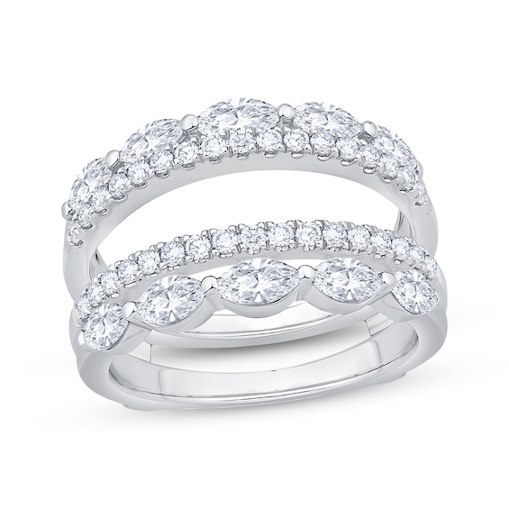 Lab-Created Diamonds by KAY Marquise & Round-Cut Enhancer Ring 1-1/2 ct tw 14K White Gold